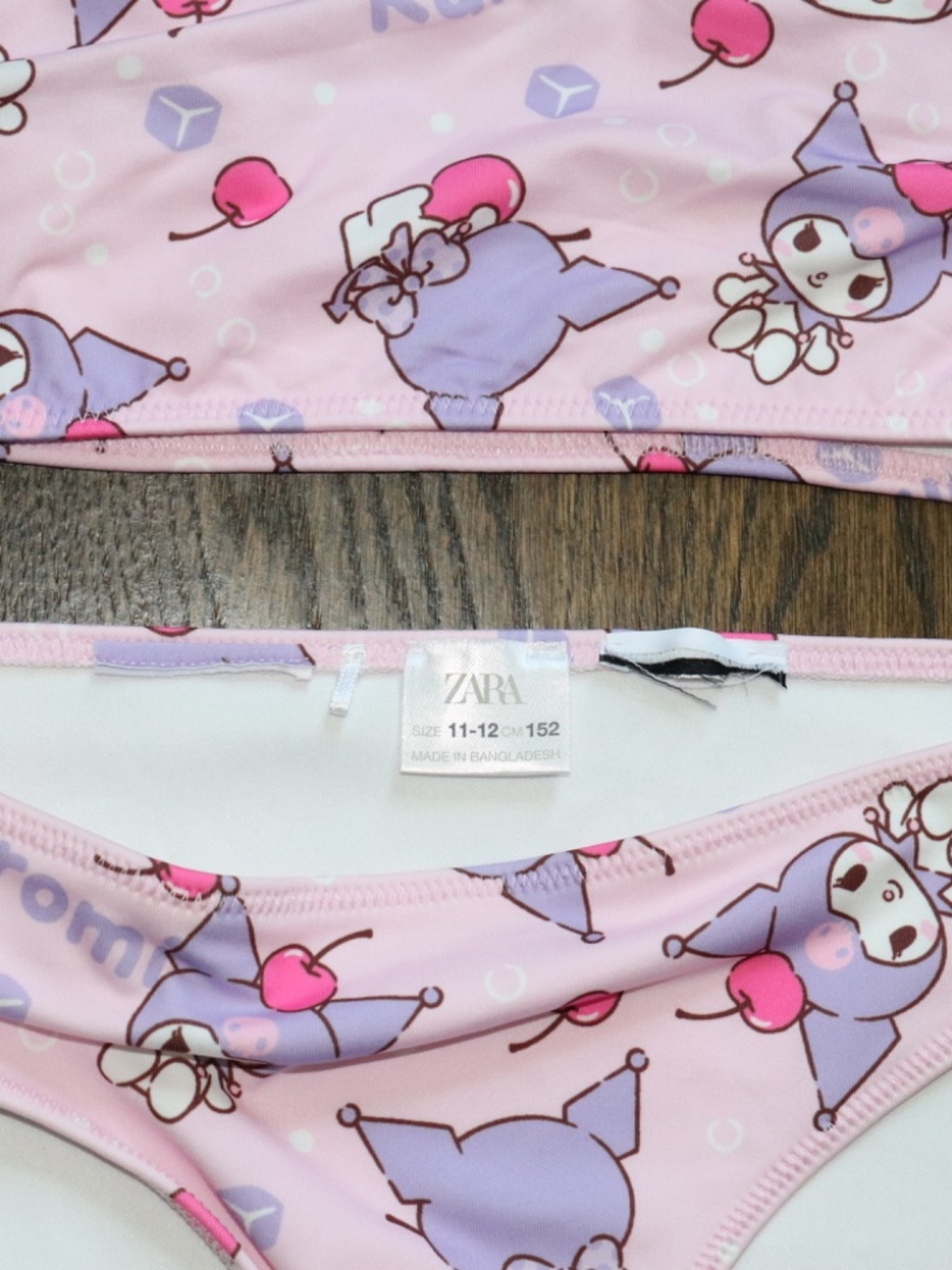 Zara Kids x Sanrio Kuromi Two-Piece Pink Ice Cube Cherry Bikini Swimsuit S 11-12 - Picture 3 of 4